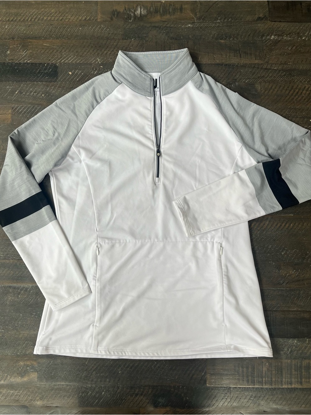 FootJoy FJ Womens Golf Pullover Medium M White Gray Colorblock 1/4 Zip